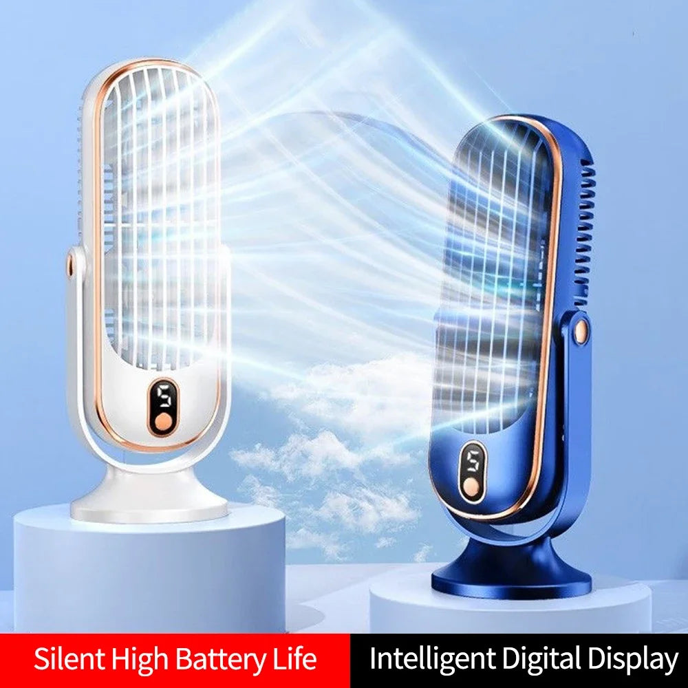 Small Home Fan Air Conditioner 720 Degree Adjustable Hair Dryer USB Charging Large Battery Dual Motor Portable Air Conditioner