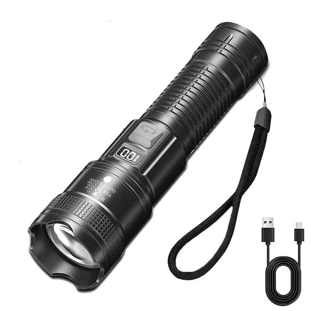Super Bright Flashlight Built-in Battery, USB C Rechargeable LED Flashlights, 500000LM High Power Torch, Lamp for Camping Lantern