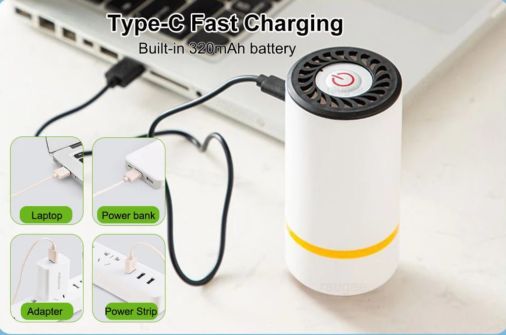 Mini Rechargeable Electric Vacuum Air Pump for Food Storage, Automatic Vacuum Sealer for Fresh-Keeping Bags