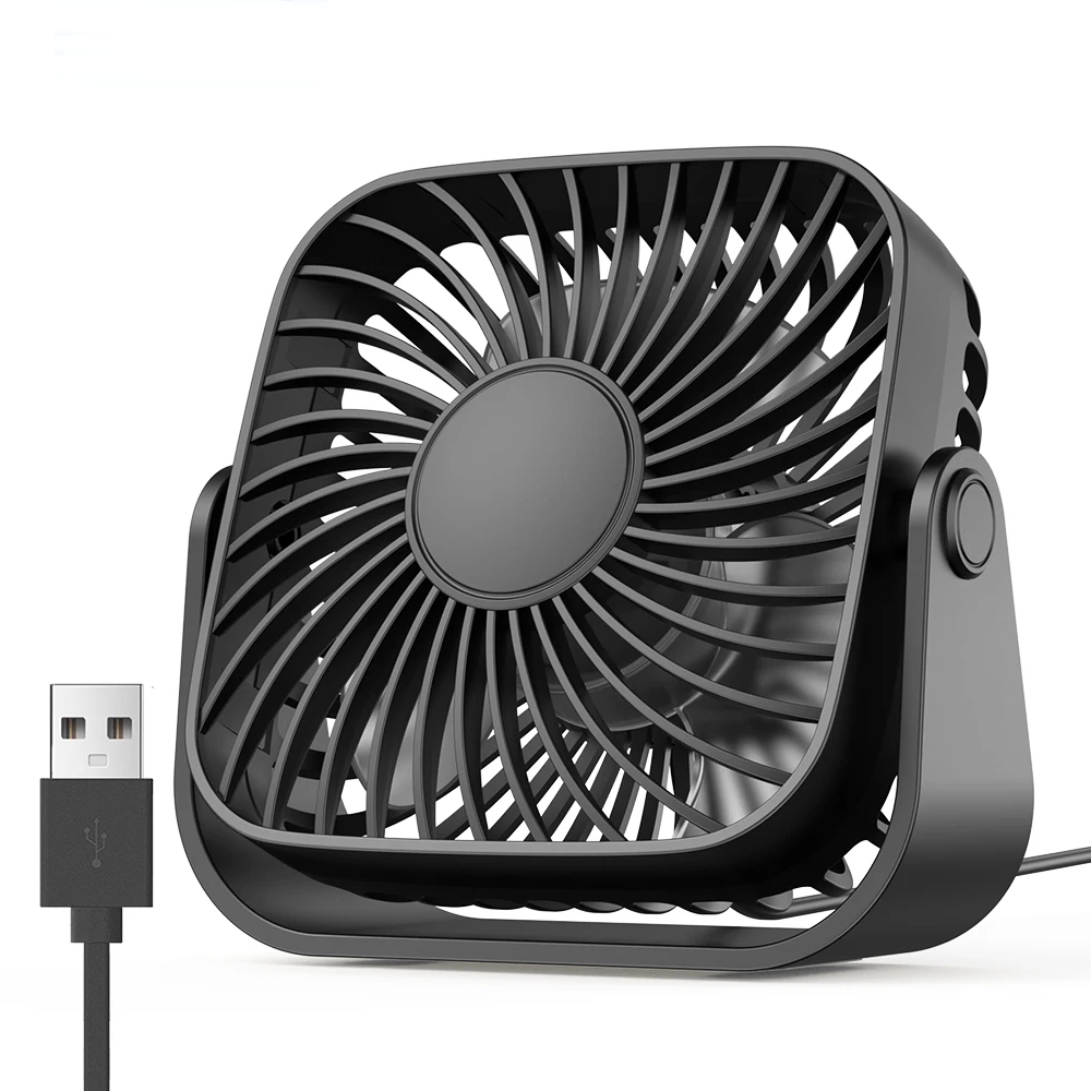 4 inch USB Mini Portable Fan for Camping, 3 Speeds Quiet Desk or Table Fan, 360°Adjustment Standing Fan