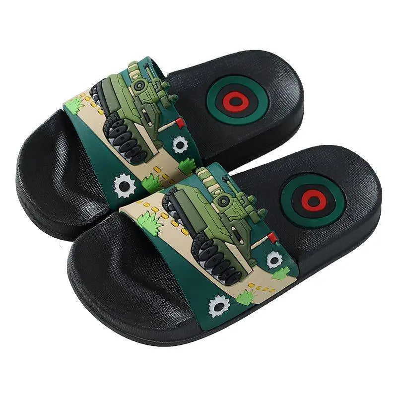 Summer Cartoon Tank Children's Slippers PVC Flip Flops Non-slip Sandals