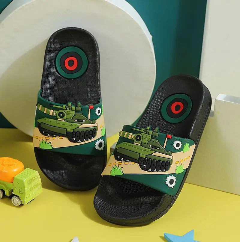 Summer Cartoon Tank Children's Slippers PVC Flip Flops Non-slip Sandals