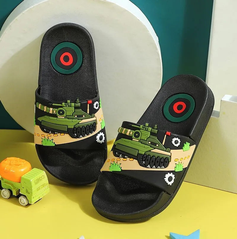 Summer Cartoon Tank Children's Slippers PVC Flip Flops Non-slip Sandals