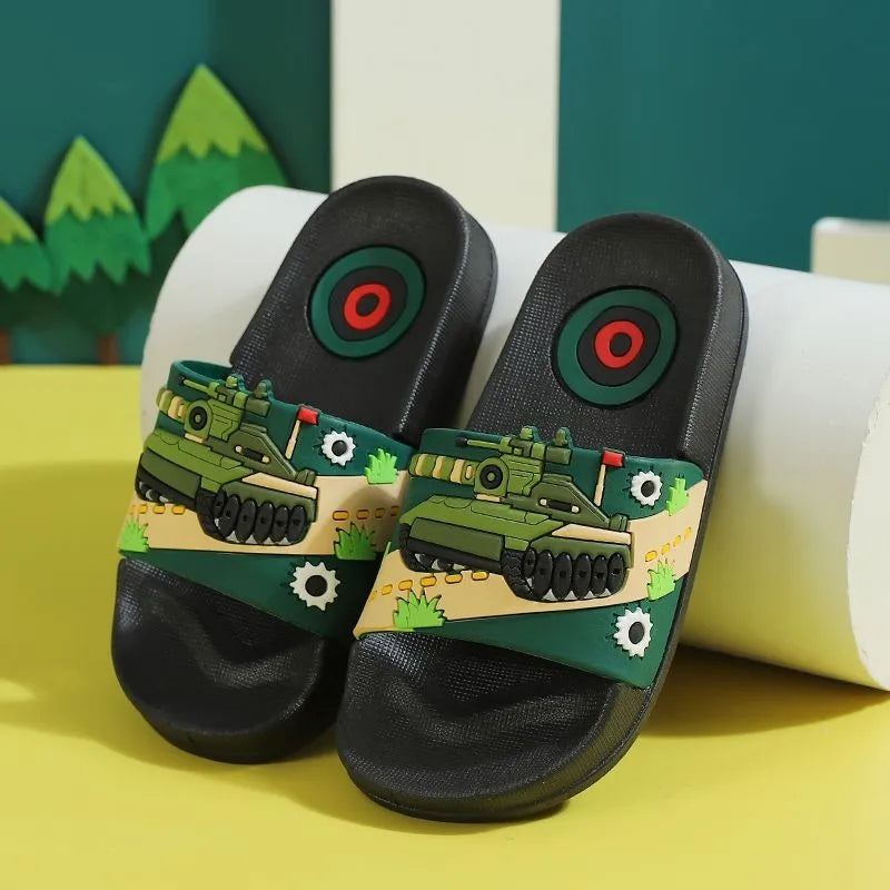 Summer Cartoon Tank Children's Slippers PVC Flip Flops Non-slip Sandals