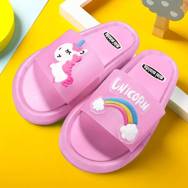 Children‘s Slippers Cartoon Unicorn Animals Prints Shoes Lighted Cute Shoes Kids Toddler Slippers