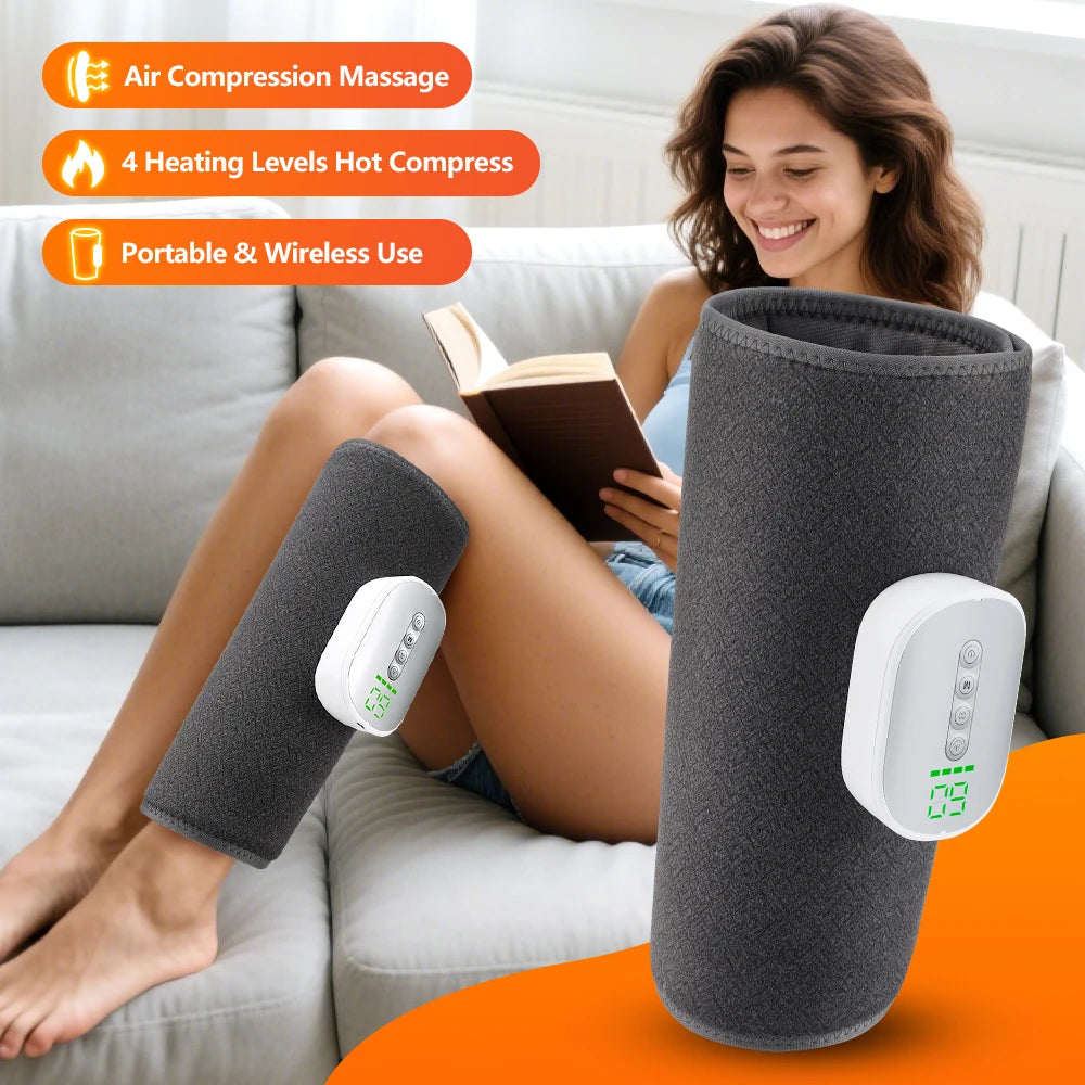 Wireless 360° Air Pressure Calf Massager Hot Compress Electric 4 Mode Airbag Compression Leg Massage Calf Muscle Relaxation