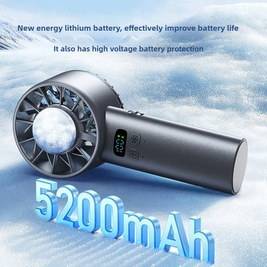 Ice Compress High-speed Cooling Fan Handheld USB Rechargeable Portable Mini Fan LED Digital Display