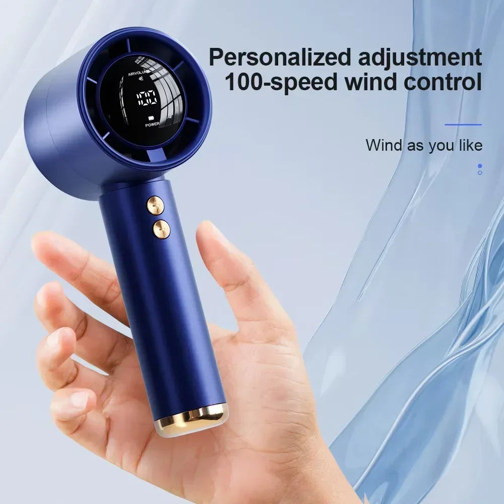 10000mAh High Speed Portable Turbo Fan Cooler Fan 100-Speed Adjustment Handheld Fan Mini Fan
