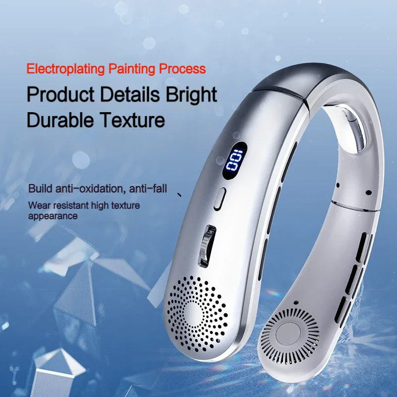Neck Fan, Lightweight Wearable Fan, Low Noise 5 Speed Hands Free Fan, Hanging Headphone Design Sports Fan for Indoor & Outdoor