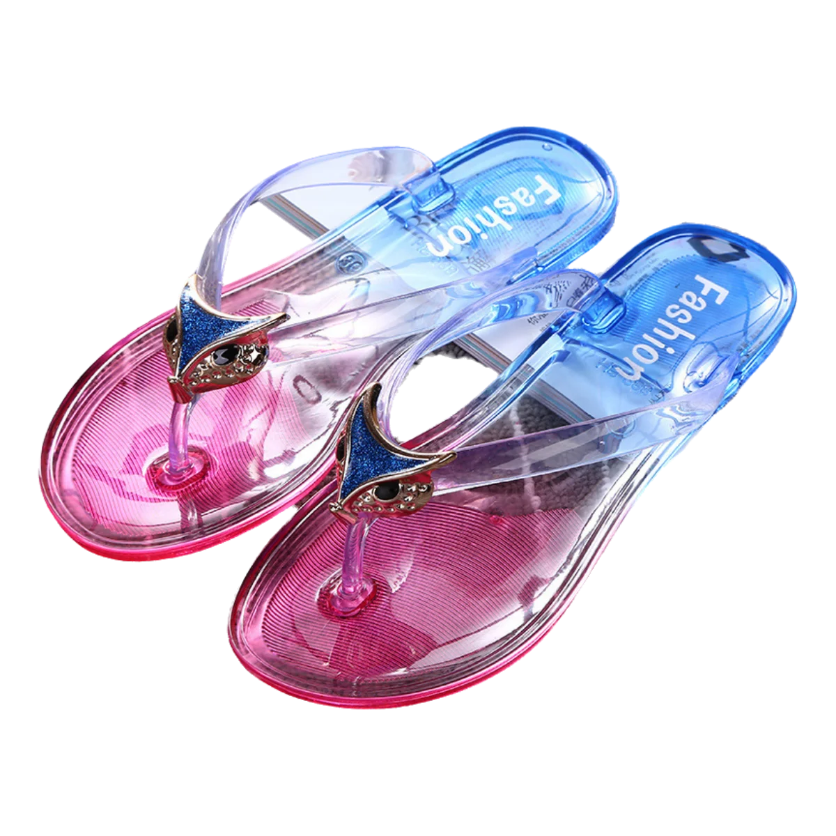 Flip Flops Slippers Outdoor Beach Anti-slip Slipper Summer Transparent Flat Sandals