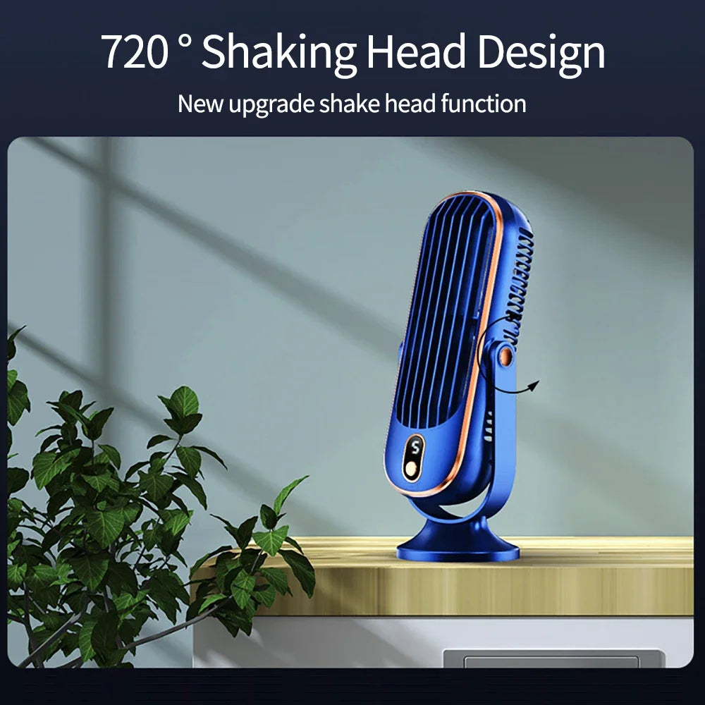 Small Home Fan  Air Conditioner 720 Degree Adjustable Hair Dryer USB Charging Large Battery Dual Motor Portable Air Conditioner