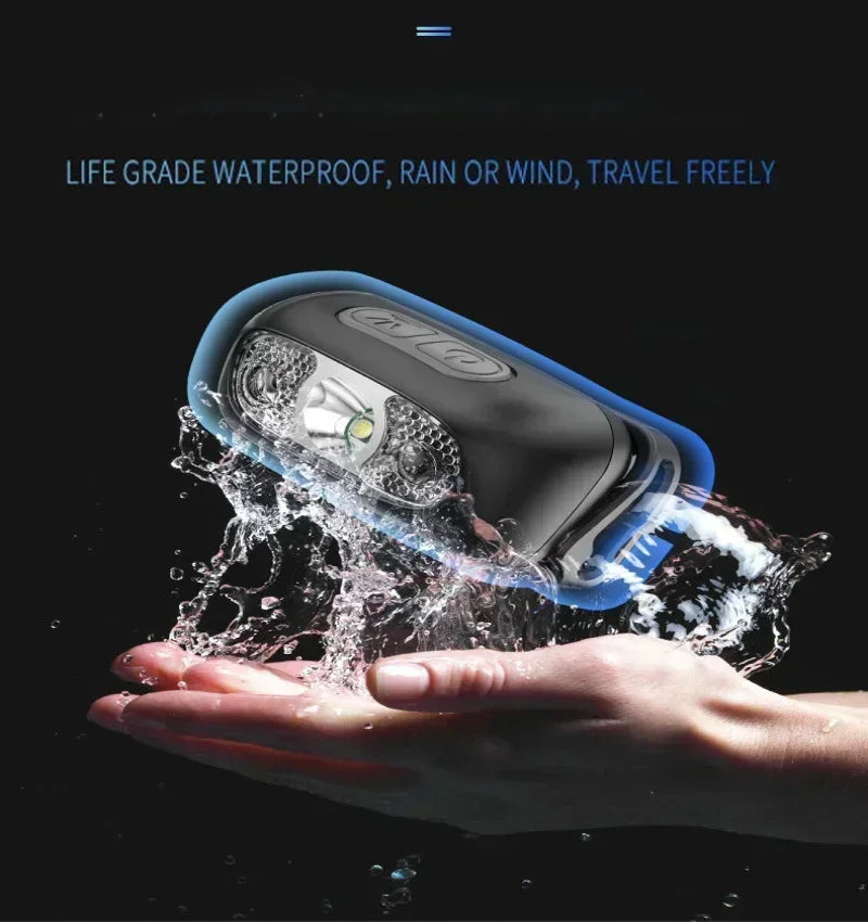 Strong Light Headlamp Portable LED Sensor Headlamp USB-C Rechargeable Head Flashlight Outdoor Camping Fishing Emergency Lantern