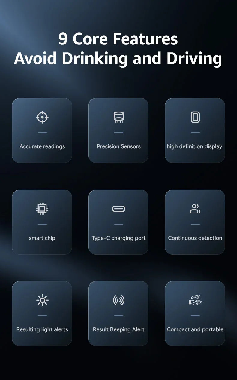 Automatic Alcohol Tester Professional Breath Alcohol Tester Rechargeable Breathalyzer Alcohol Test Tools