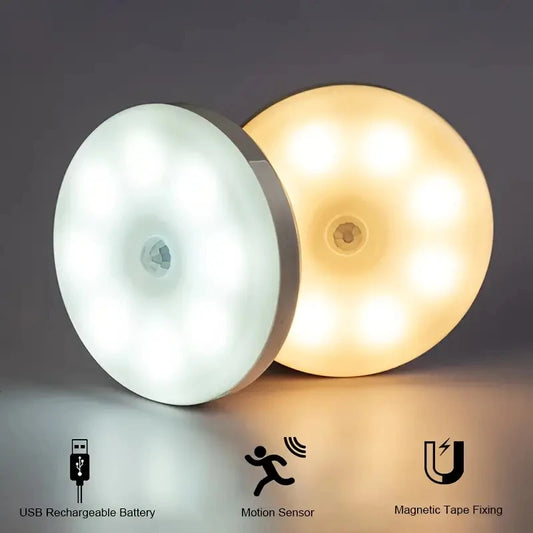 1pc Button Style Night Light, Wireless LED Detector Lamp