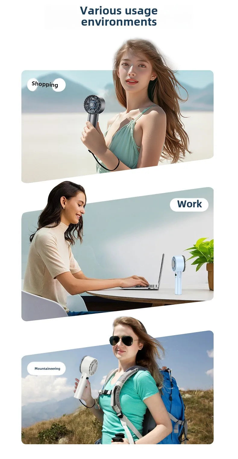 Ice Compress High-speed Cooling Fan Handheld USB Rechargeable Portable Mini Fan LED Digital Display