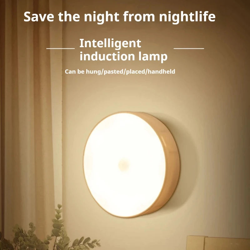 1pc Button Style Night Light, Wireless LED Detector Lamp