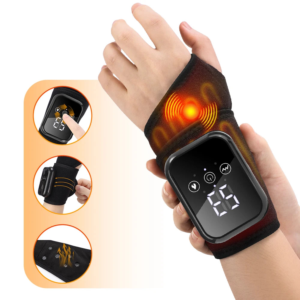 Electric Heating Wrist Guard Vibration Massage Hot Compress Wrist Brace Wrap Hand Protector Rechargeable Wristband