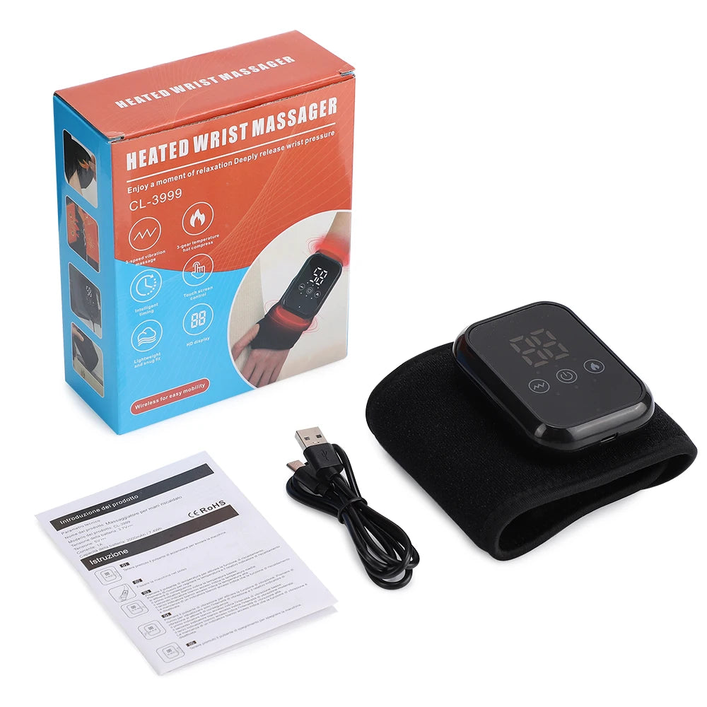 Electric Heating Wrist Guard Vibration Massage Hot Compress Wrist Brace Wrap Hand Protector Rechargeable Wristband