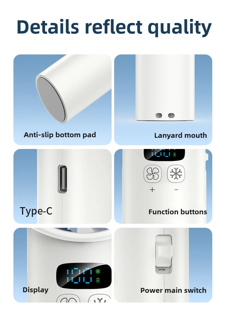 Ice Compress High-speed Cooling Fan Handheld USB Rechargeable Portable Mini Fan LED Digital Display