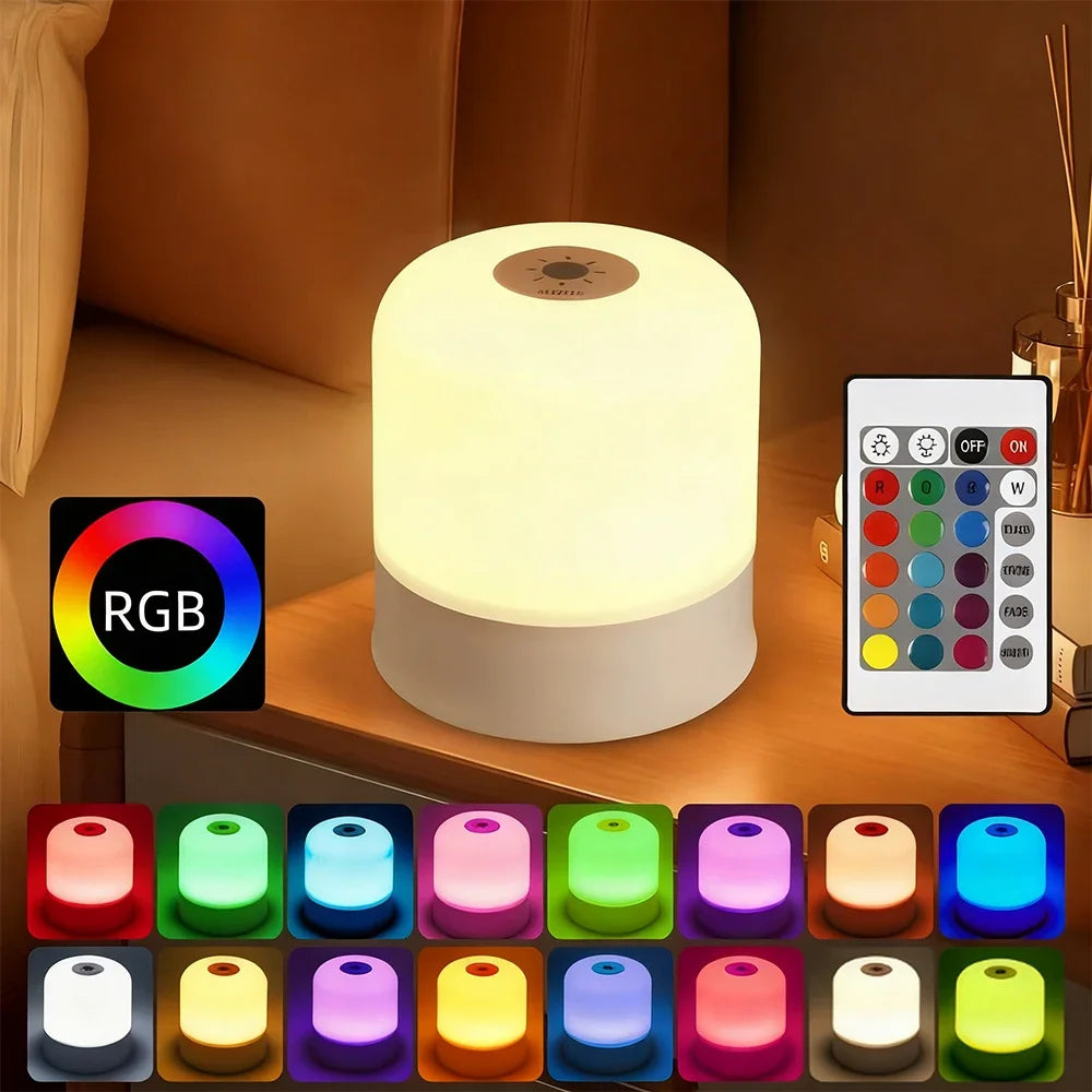 LED Night Light Dimmable Rechargeable/Plug-in Desktop Bedroom Bedside Lighting Decorative Touchscreen Desk Lamp
