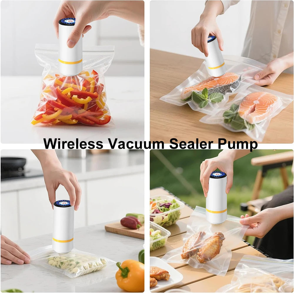 Mini Rechargeable Electric Vacuum Air Pump for Food Storage, Automatic Vacuum Sealer for Fresh-Keeping Bags