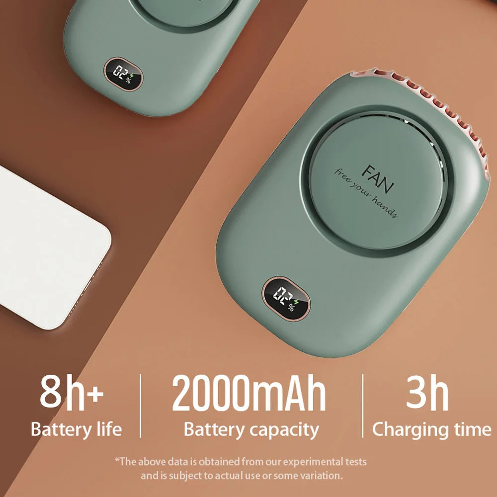 Hanging Neck Fan, Portable Mini Fans with Adjustable Lanyard, Bladeless USB Rechargeable Cooling Fan