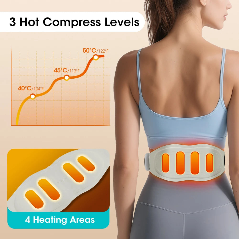 Electric Heating Waist Massage Belt 8 Mode 9 Level Hot Compress Massager Abdomen Menstrual Relief Lumbar Muscle Relax
