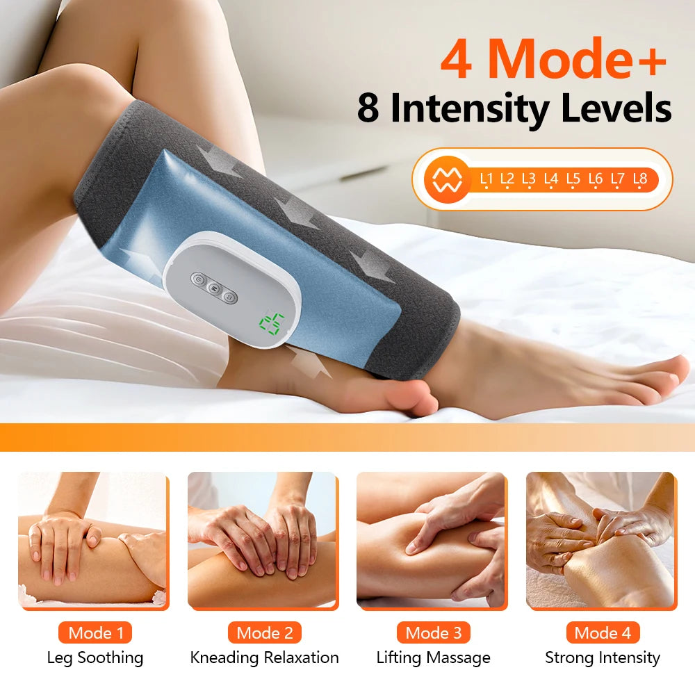 Wireless 360° Air Pressure Calf Massager Hot Compress Electric 4 Mode Airbag Compression Leg Massage Calf Muscle Relaxation