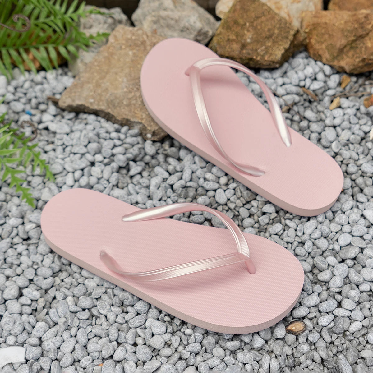 Women's summer casual solid colour lightweight comfortable non-slip bathroom beach pool EVA round head flat bottom flip-flops