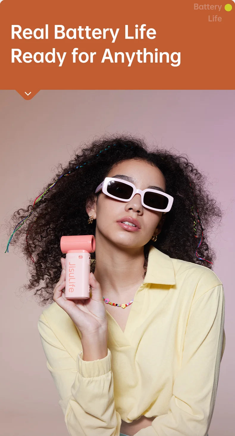 JISULIFE Handheld Turbo Fan, 5000mAh, Super Strong Wind, 5 Speeds, Long Battery Life,  USB Rechargeable, Multipurpose Pocket fan