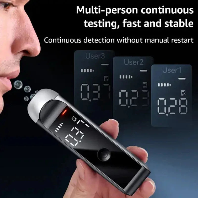 Professional High Accuracy Alcohol Breathalyzer Tester Portable Digital Display Car Driver Safety Real Time Fast Response