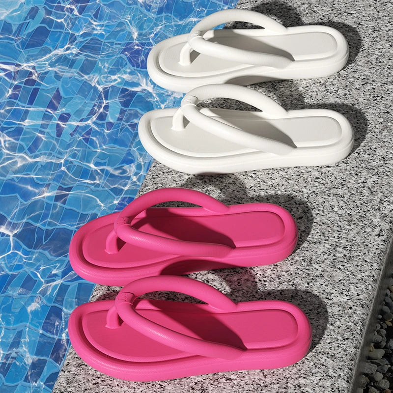 Candy Color Summer Flip Flops Soft Bottom Non-Slip Flat Slides Outdoor Lightweight Slippers