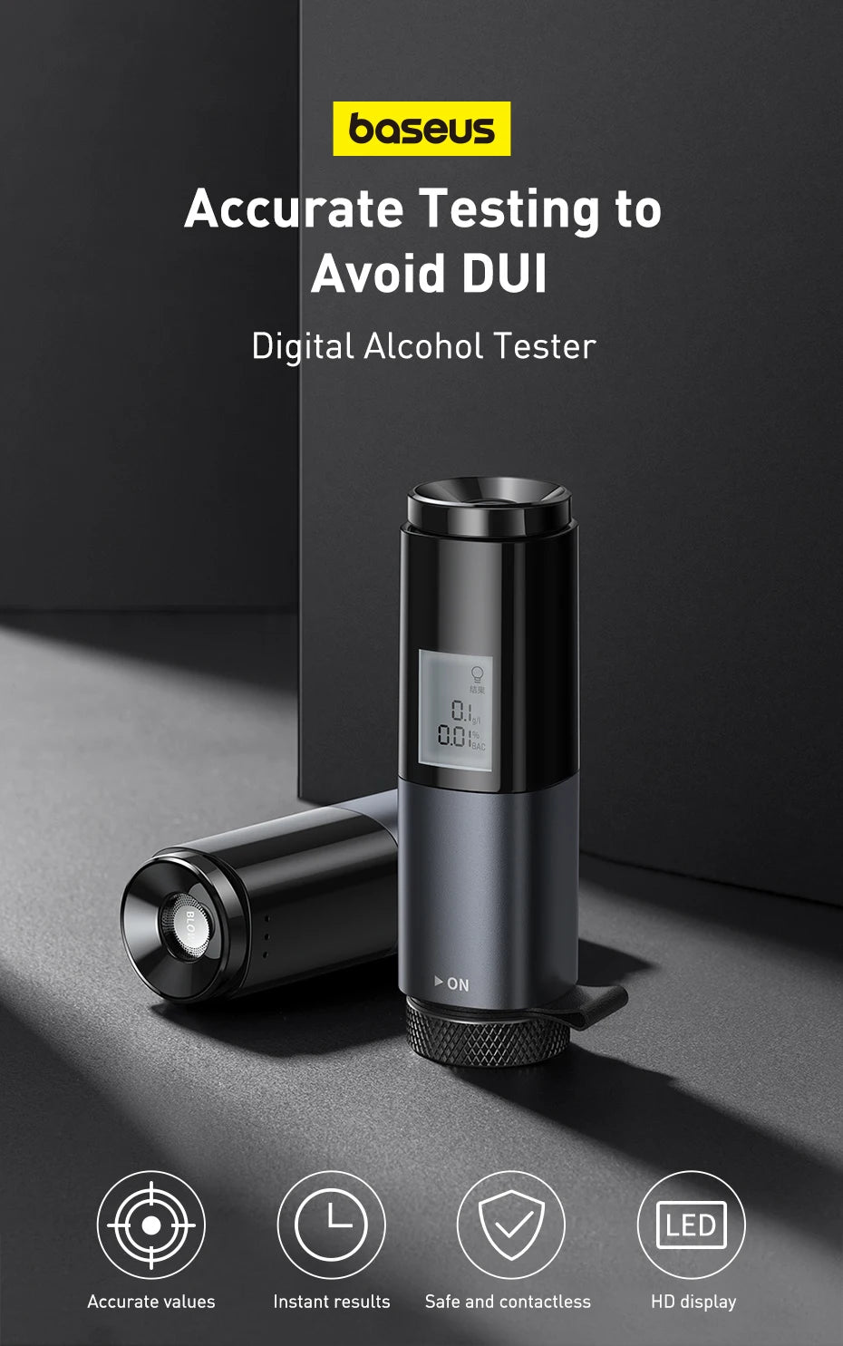 LED Display Automatic Alcohol Tester Professional Breath Alcohol Tester Rechargeable Breathalyzer Alcohol Test Tools