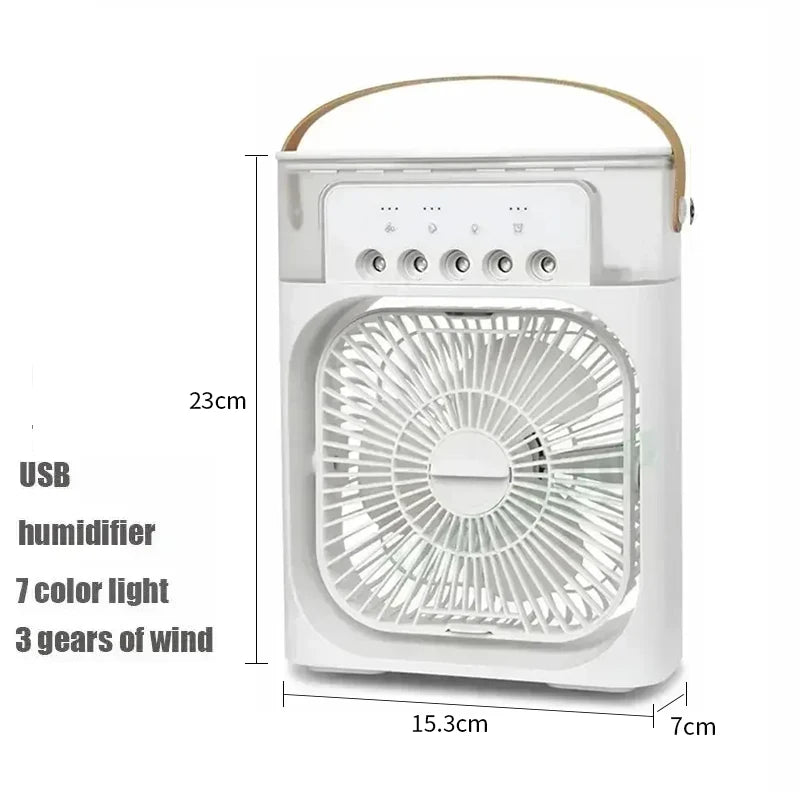 3 In 1 Fan Air Conditioner Mini Air Cooler LED Light Portable Humidifier