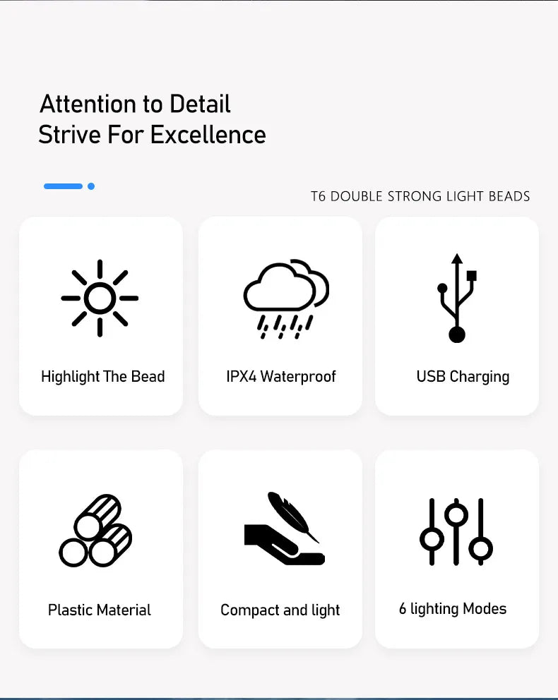 LED Bicycle Front Light Type-C Rechargeable, Bicycle Headlight, MTB Road Bike Headlamp, Easy to Install Cycling Accessories