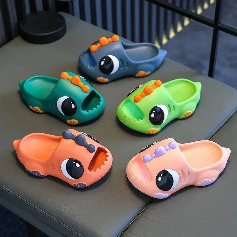 Summer kids slippers with cute cartoon dinosaur designs, Non-slip beach sandals, Flip-flops