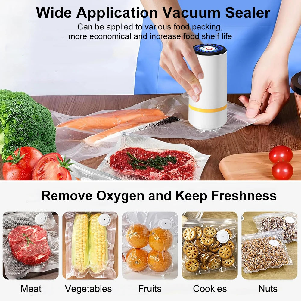 Mini Rechargeable Electric Vacuum Air Pump for Food Storage, Automatic Vacuum Sealer for Fresh-Keeping Bags