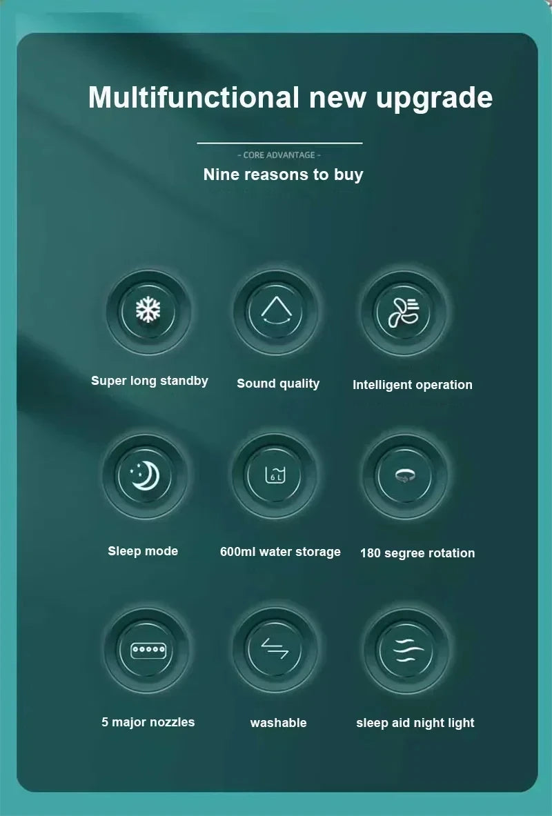 3 In 1 Fan Air Conditioner Mini Air Cooler LED Light Portable Humidifier