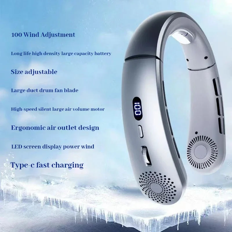 Neck Fan, Lightweight Wearable Fan, Low Noise 5 Speed Hands Free Fan, Hanging Headphone Design Sports Fan for Indoor & Outdoor