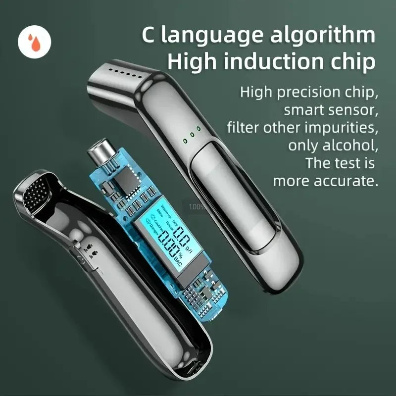 USB Portable Breathalyzer Tester - High Accuracy Alcohol Measuring Instrument, Professional-Grade