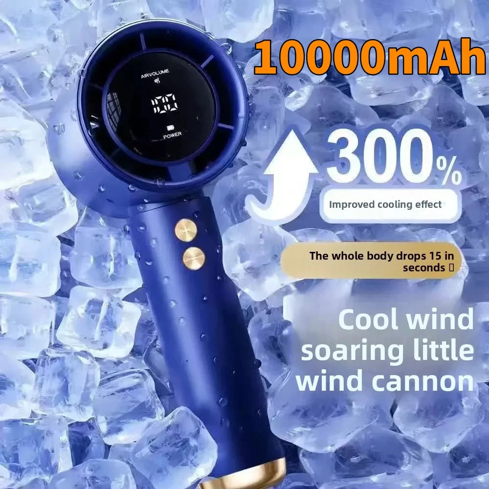 10000mAh High Speed Portable Turbo Fan Cooler Fan 100-Speed Adjustment Handheld Fan Mini Fan