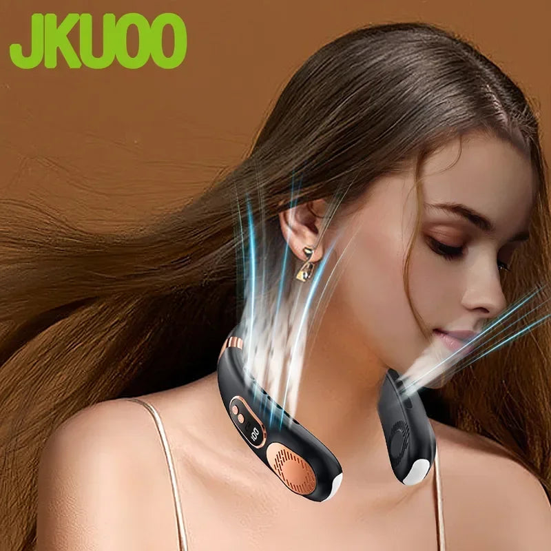 Personal Fan with LED Indicator, USB-C Charging, Long-Lasting 4000mAh Battery, Hands Free Bladeless Fan with 5 Adjustable Speeds