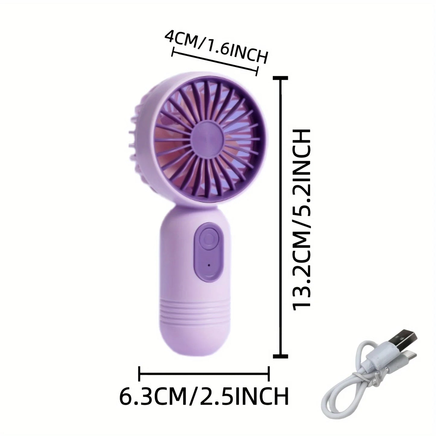 Handheld Fan, USB Mini Rechargeable Portable Fan with 3 Speeds