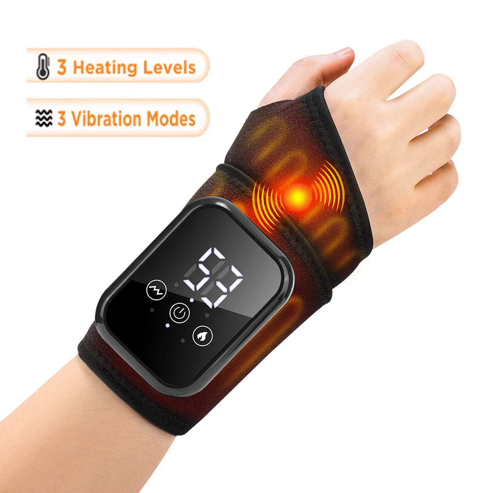 Electric Heating Wrist Guard Vibration Massage Hot Compress Wrist Brace Wrap Hand Protector Rechargeable Wristband