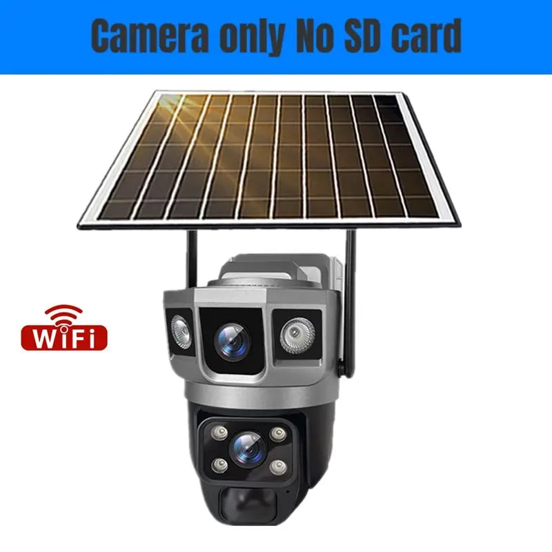 4G Solar IP Camera Dual Lens Wifi Outdoor Built-in Battery PTZ Cameras 12MP 10X Zoom Video Security System Surveillance Camera