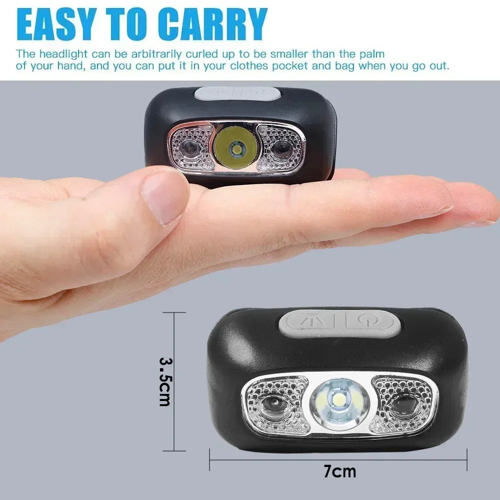 Strong Light Headlamp Portable LED Sensor Headlamp USB-C Rechargeable Head Flashlight Outdoor Camping Fishing Emergency Lantern