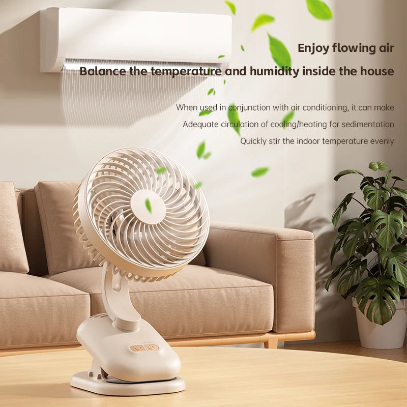 Multi-function Portable Clip Fan, High Wind Power USB Charging, Adjustable Oscillating Circulating Fan, Desktop Fan