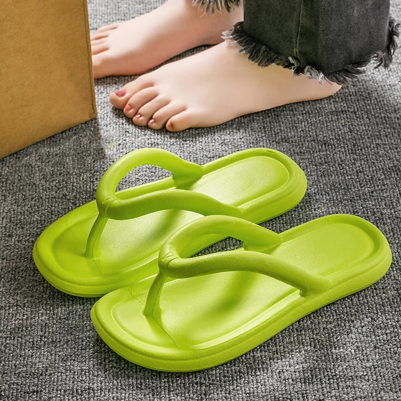 Candy Color Summer Flip Flops Soft Bottom Non-Slip Flat Slides Outdoor Lightweight Slippers