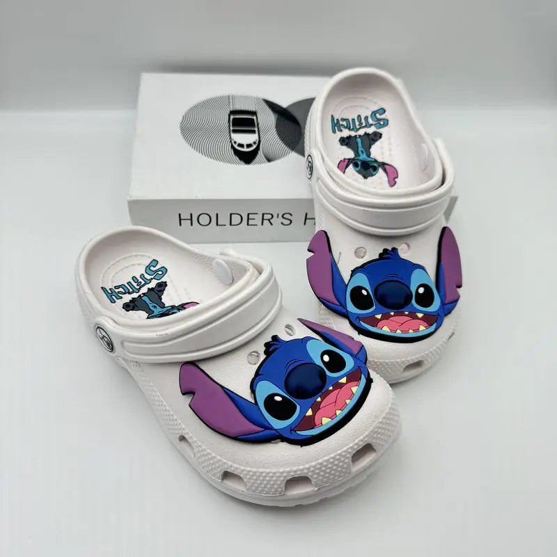 Croc-Style Clogs Slide Sandals Lilo & Stitch White/Blue Non-Slip Breathable Beach Shoes Outdoor Casual Slippers