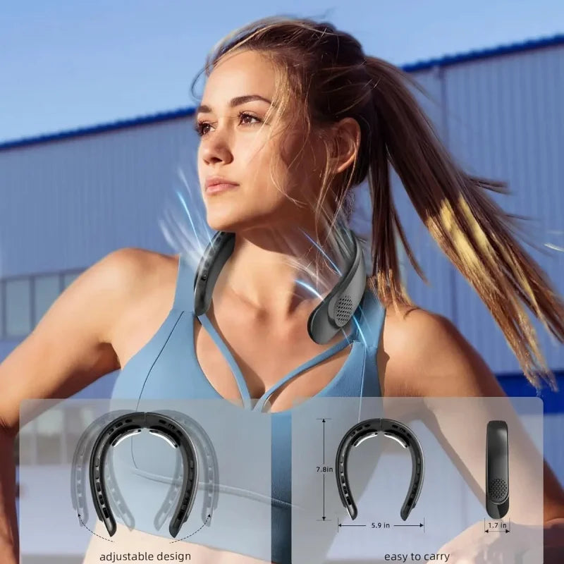 New Quad-Core USB Neck Fan, Easy Control 4000mAh, Digital display , Portable Fan